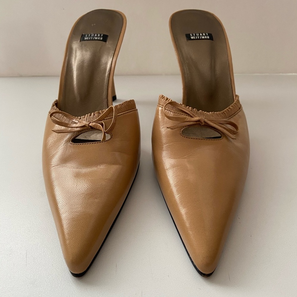Stuart Weitzman Camel Pointed Toe Slip On Heels - image 3